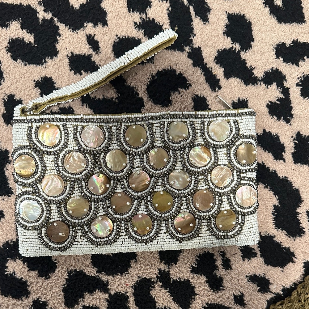 Elegant Beaded Clutch with Shell Accents